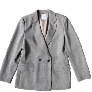 Vintage Joan & David Blazer Womens 10 44 Lambswool Made Italy Taupe Wool